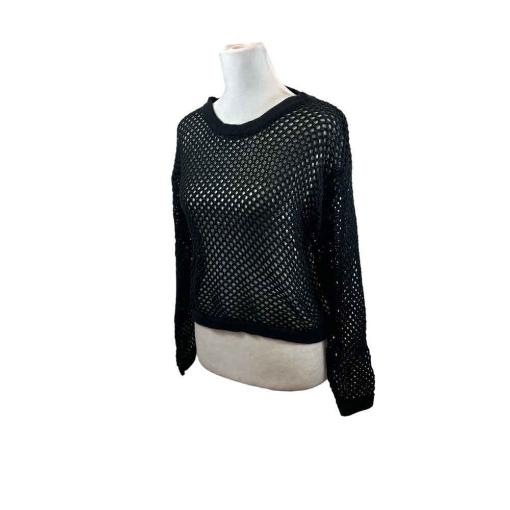 Ladies Orange Kiss Essentials Brand Black Open Knit Sweater Size Medium